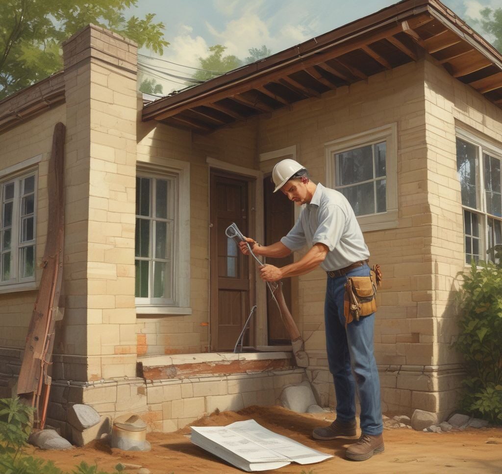 an image of a contractor inspecting a home’s foundation or electrical system, emphasizing the importance of structural integrity.