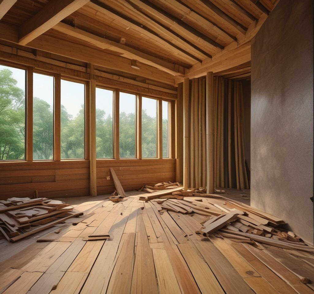 an image of high-quality materials being used on a construction site, such as hardwood flooring or premium tile, underscoring the importance of material choices.
