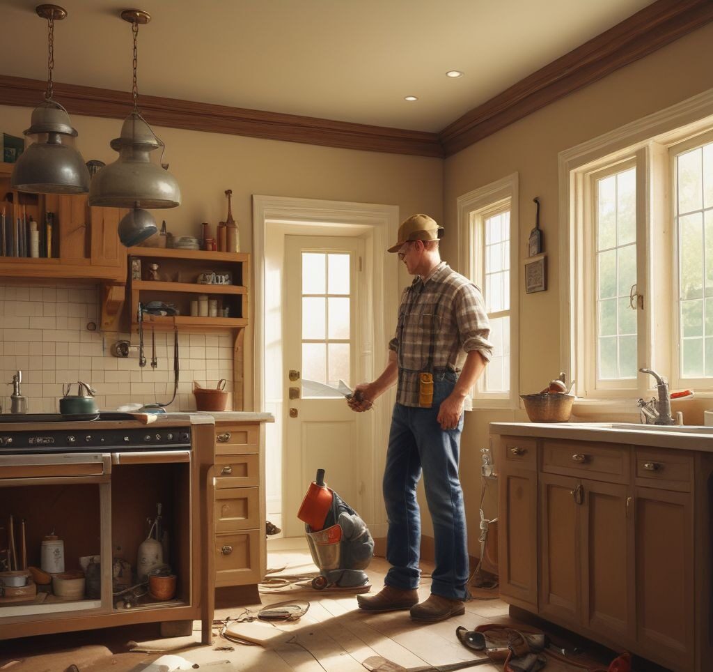 an image of a licensed contractor performing electrical or plumbing work, highlighting the importance of professional expertise.