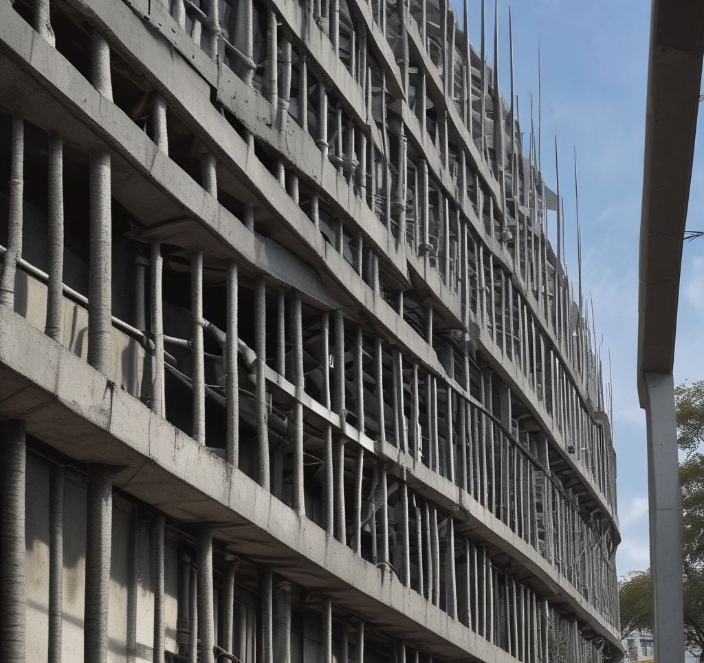 an image of reinforced concrete with steel bars visible, underscoring the importance of proper reinforcement.