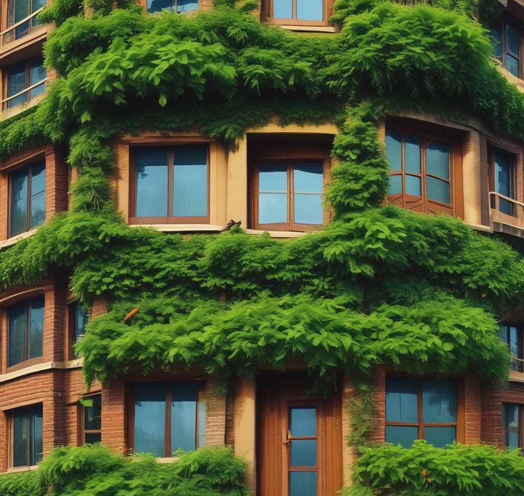 an image of birds or insects interacting with a lush green wall, showing the biodiversity benefits of these systems.